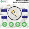 image:imagePARTY BARGAINS Disposable Plastic 7 Lunch 10 Dinner amp 13 Charger Plates Combo Contrast Collection Clear with Black Rim 24 Pack