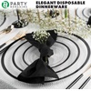 image:imagePARTY BARGAINS Disposable Plastic 7 Lunch 10 Dinner amp 13 Charger Plates Combo Contrast Collection Clear with Black Rim 24 Pack