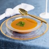 image:imagePARTY BARGAINS Disposable Plastic 7 Lunch 10 Dinner amp 13 Charger Plates Combo Contrast Collection Clear with Gold Rim 48 Pack