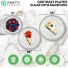 image:imagePARTY BARGAINS Disposable Plastic 7 Lunch 10 Dinner amp 13 Charger Plates Combo Contrast Collection Clear with Silver Rim 48 Pack