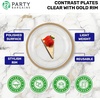 image:imagePARTY BARGAINS Disposable Plastic 7 Lunch amp 10 Dinner Plates Combo Contrast Collection Clear with Gold Rim 32 Pack