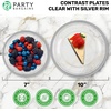 image:imagePARTY BARGAINS Disposable Plastic 7 Lunch amp 10 Dinner Plates Combo Contrast Collection Clear with Silver Rim 64 Pack