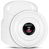 image:imagePARTY BARGAINS Disposable Plastic 7 Lunch amp 10 Dinner Plates Combo Contrast Collection Clear with White Rim 64 Pack
