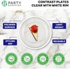 image:imagePARTY BARGAINS Disposable Plastic 7 Lunch amp 10 Dinner Plates Combo Contrast Collection Clear with White Rim 64 Pack