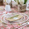 image:imagePARTY BARGAINS Disposable Plastic 7 Lunch amp 10 Dinner Plates Combo Contrast Collection Clear with White Rim 64 Pack