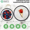 image:imagePARTY BARGAINS Disposable Plastic Plates  Contrast Collection Clear with Black Rim  32 Plates 7in Appetizer amp 10in Dinner Plates 16 Each  Elegant Party Plates for Events and Catering