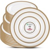 image:imagePARTY BARGAINS Disposable Plastic 7 Lunch 10 Dinner amp 13 Charger Plates Combo Contrast Collection Clear with Gold Rim 48 Pack