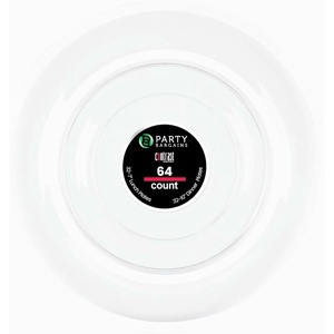 image:imagePARTY BARGAINS Disposable Plastic 7 Lunch amp 10 Dinner Plates Combo Contrast Collection Clear with White Rim 64 Pack