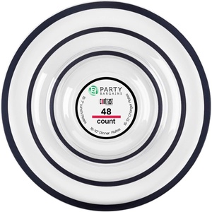 image:imagePARTY BARGAINS Disposable Plastic Plates  Contrast Collection Clear with Black Rim  48 Plates 7in Appetizer 10in Dinner amp 13in Charger Plates 16 Each  Elegant Party Plates for Events