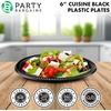 image:imagePARTY BARGAINS 6 Inch Disposable Plastic Plates 100 Pack Black Dessert Plates Appetizer Plates Microwave Safe Party Plates Lightweight Disposable Plates for Parties Catering and Events