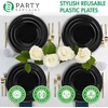 image:imagePARTY BARGAINS 6 Inch Disposable Plastic Plates 200 Pack Black Dessert Plates Appetizer Plates Microwave Safe Party Plates Lightweight Disposable Plates for Parties Catering and Events