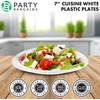 image:imagePARTY BARGAINS 7 Inch Disposable Plastic Plates 100 Pack White Snack and Salad Plates Microwave Safe Party Plates Lightweight Disposable Plates for Parties Catering and Events