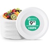image:imagePARTY BARGAINS 9 Inch Disposable Plastic Plates 100 Pack White Dinner Plates Microwave Safe Party Plates Lightweight Disposable Plates for Parties Catering and Events
