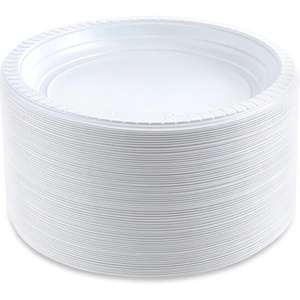 image:imageBlue Sky 6 Inch White Plastic Plates  100 Count Disposable Plastic Plates Microwave Safe Perfect for Birthday Parties Weddings Banquets Picnics and Everyday Use