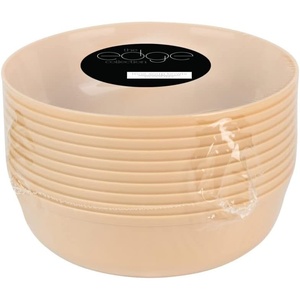 image:imagePARTY BARGAINS 16oz Disposable Edge Bowls 20 Pack Beige Round Plastic Kitchenware Dish Bowl Container Perfect for Mixing Preparing Serving Storing Foods Dishes Desserts