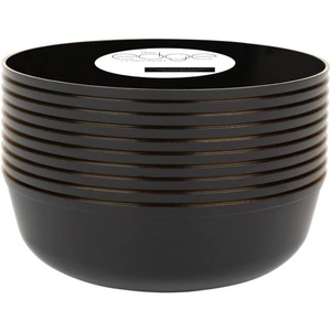 image:imagePARTY BARGAINS Disposable Plastic Bowls 16 oz Round Serving and Salad Bowls Black with Gold Rim 20 Pack Party Bowls for Desserts Snacks Catering Weddings and Events