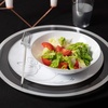 image:imagePARTY BARGAINS 16oz Disposable Organic Collection Round Bowls 10 Pack White with Silver Rim Elegant Plastic Dish Bowl Containers Dishware for Storing Serving Snack