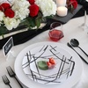 image:imagePARTY BARGAINS 75 Brush Strokes Collection Salad Plates 20 Pack White PlateBlack Brush Disposable Plastic Tableware Plates for Birthday Parties Banquet Formal Events