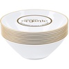 image:imagePARTY BARGAINS 6oz Disposable Organic Collection Round Bowls 20 Pack White with Gold Rim Premiumquality amp Elegant Plastic Dish Bowl Containers Dishware for Storing Serving