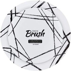 image:imageBrush Black Combo Plates 75 amp 10  32 Pieces  Artistic amp Fun Dinnerware with Soft Brush Strokes Perfect for Formal amp Casual Dining