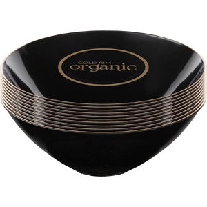 image:imagePARTY BARGAINS 6oz Disposable Organic Collection Round Bowls 20 Pack Black with Gold Rim Elegant Plastic Dish Bowl Containers for Storing