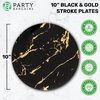 image:imagePARTY BARGAINS 10 Gold Stroke Collection Disposable Dinner Plates 10 Pack Black Plastic Table Setting Plates Excellent Dinnerware for Banquet Formal Events
