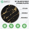 image:imagePARTY BARGAINS 10 Gold Stroke Collection Disposable Dinner Plates 10 Pack Black Plastic Table Setting Plates Excellent Dinnerware for Banquet Formal Events