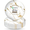 image:imagePARTY BARGAINS 10 Gold Stroke Collection Disposable Dinner Plates 10 Pack White Plastic Table Setting Plates Excellent Dinnerware for Banquet Formal Events