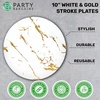 image:imagePARTY BARGAINS 10 Gold Stroke Collection Disposable Dinner Plates 10 Pack White Plastic Table Setting Plates Excellent Dinnerware for Banquet Formal Events