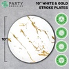 image:imagePARTY BARGAINS 10 Gold Stroke Collection Disposable Dinner Plates 20 Pack White Plastic Table Setting Plates Excellent Dinnerware for Banquet Formal Events