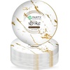 image:imagePARTY BARGAINS 10 Gold Stroke Collection Disposable Dinner Plates 20 Pack White Plastic Table Setting Plates Excellent Dinnerware for Banquet Formal Events
