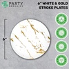 image:imagePARTY BARGAINS 6 Gold Stroke Collection Disposable Lunch Plates 10 Pack White Plastic Table Setting Plates Excellent Dinnerware for Banquet Formal Events