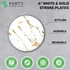 image:imagePARTY BARGAINS 6 Gold Stroke Collection Disposable Lunch Plates 20 Pack White Plastic Table Setting Plates Excellent Dinnerware for Banquet Formal Events