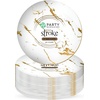 image:imagePARTY BARGAINS 6 Gold Stroke Collection Disposable Lunch Plates 20 Pack White Plastic Table Setting Plates Excellent Dinnerware for Banquet Formal Events