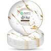 image:imagePARTY BARGAINS 75 Gold Stroke Collection Disposable Lunch Plates 10 Pack White Plastic Table Setting Plates Excellent Dinnerware for Banquet Formal Events