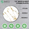 image:imagePARTY BARGAINS 75 Gold Stroke Collection Disposable Lunch Plates 10 Pack White Plastic Table Setting Plates Excellent Dinnerware for Banquet Formal Events