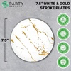 image:imagePARTY BARGAINS 75 Gold Stroke Collection Disposable Lunch Plates 10 Pack White Plastic Table Setting Plates Excellent Dinnerware for Banquet Formal Events