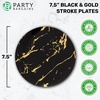 image:imagePARTY BARGAINS 75 Gold Stroke Collection Disposable Lunch Plates 20 Pack Black Plastic Table Setting Plates Excellent Dinnerware for Banquet Formal Events