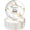 image:imagePARTY BARGAINS 75 Gold Stroke Collection Disposable Lunch Plates 20 Pack White Plastic Table Setting Plates Excellent Dinnerware for Banquet Formal Events