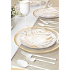 image:imagePARTY BARGAINS 75 amp 10 Curve Collection Disposable Dinner Plates Combo  32 Pack Heavy Duty White Gold Curve Elegant Tableware Dish Plates for Banquets Catering and Formal Events