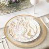 image:imagePARTY BARGAINS 75 amp 10 Curve Collection Disposable Dinner Plates Combo  32 Pack Heavy Duty White Gold Curve Elegant Tableware Dish Plates for Banquets Catering and Formal Events