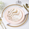 image:imagePARTY BARGAINS 75 amp 10 Curve Collection Disposable Dinner Plates Combo  64 Pack Heavy Duty WhitePink Gold Curve Elegant Tableware Dish Plates for Banquets Catering and Formal Events