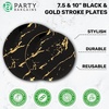 image:imagePARTY BARGAINS 75 amp 10 Gold Stroke Collection Disposable Lunch amp Dinner Plates Combo 32 Pack Black Plastic Table Setting Plates Excellent Dinnerware for Banquet Formal Events