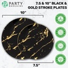 image:imagePARTY BARGAINS 75 amp 10 Gold Stroke Collection Disposable Lunch amp Dinner Plates Combo 32 Pack Black Plastic Table Setting Plates Excellent Dinnerware for Banquet Formal Events