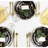 image:imagePARTY BARGAINS 9 Gold Stroke Collection Disposable Lunch Plates 10 Pack Black Plastic Table Setting Plates Excellent Dinnerware for Banquet Formal Events