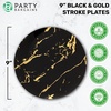 image:imagePARTY BARGAINS 9 Gold Stroke Collection Disposable Lunch Plates 20 Pack Black Plastic Table Setting Plates Excellent Dinnerware for Banquet Formal Events