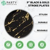 image:imagePARTY BARGAINS 9 Gold Stroke Collection Disposable Lunch Plates 20 Pack Black Plastic Table Setting Plates Excellent Dinnerware for Banquet Formal Events
