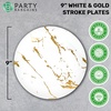 image:imagePARTY BARGAINS 9 Gold Stroke Collection Disposable Lunch Plates 20 Pack White Plastic Table Setting Plates Excellent Dinnerware for Banquet Formal Events