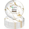 image:imagePARTY BARGAINS 9 Gold Stroke Collection Disposable Lunch Plates 20 Pack White Plastic Table Setting Plates Excellent Dinnerware for Banquet Formal Events