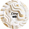 image:imagePARTY BARGAINS 75 amp 10 Curve Collection Disposable Dinner Plates Combo  64 Pack Heavy Duty White Gold Curve Elegant Tableware Dish Plates for Banquets Catering and Formal Events